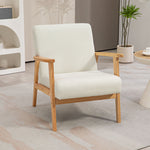 Fabric Accent Chair W/ Rubber Wood Legs Padded Cushion | One Size | Cream