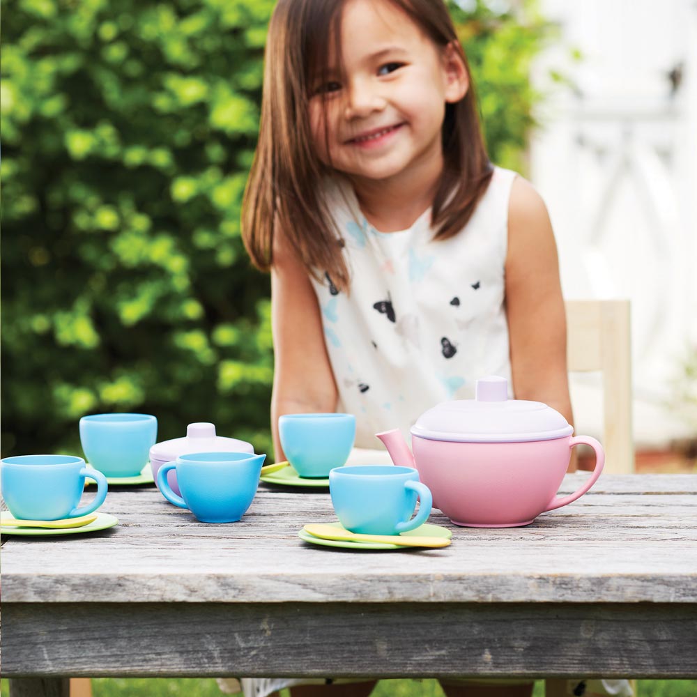 Tea Set With Pink Teapot, Made From 100% Recycled Plastic