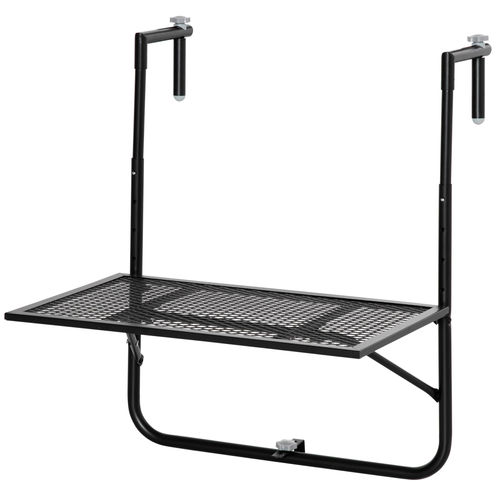 Balcony Hanging Table, Metal, Adjustable Folding, Black