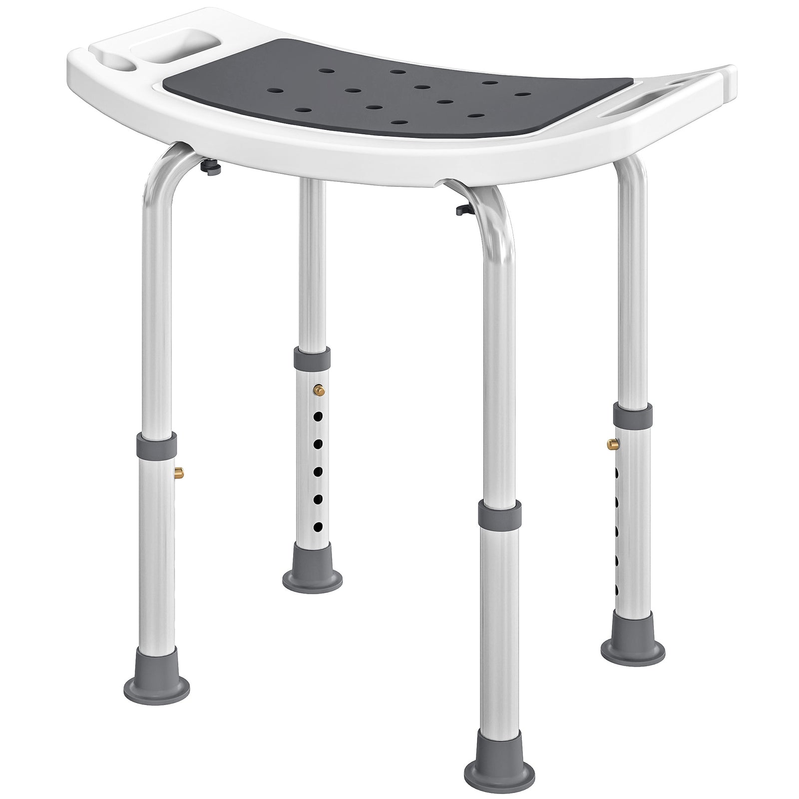 Adjust Aluminium Bath Stool Shower Non-slip W/ Shower Hole | Grey
