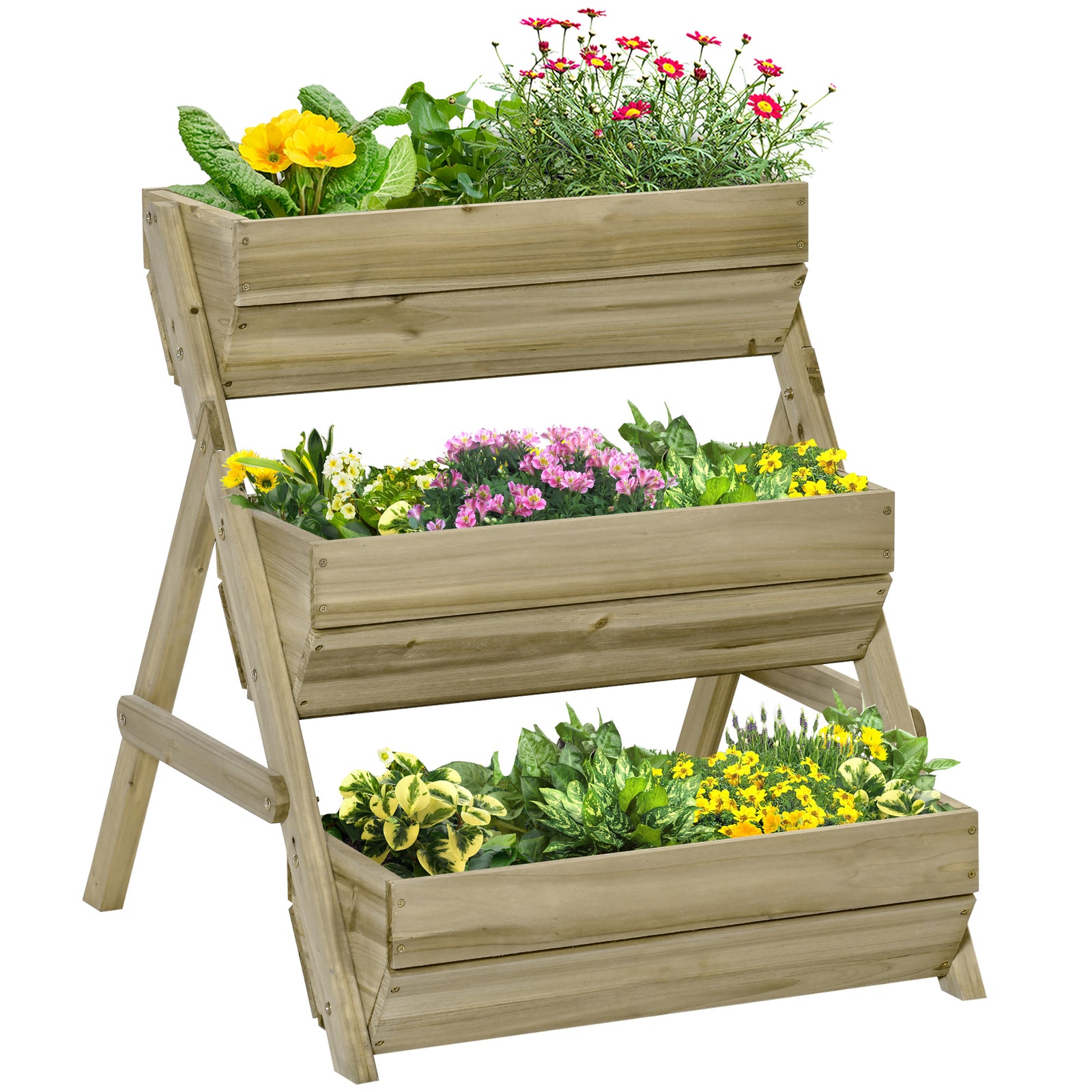 3 Tier Wooden Raised Garden Bed | Green