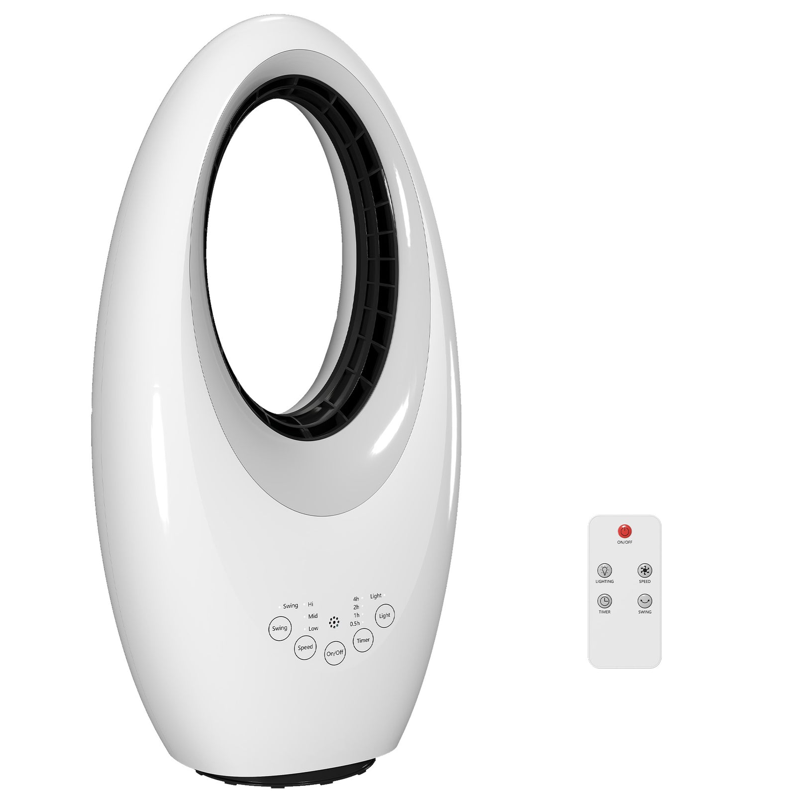 HOMCOM Bladeless Tower Fan For Bedroom, 36db Standing Cooling Fan, White