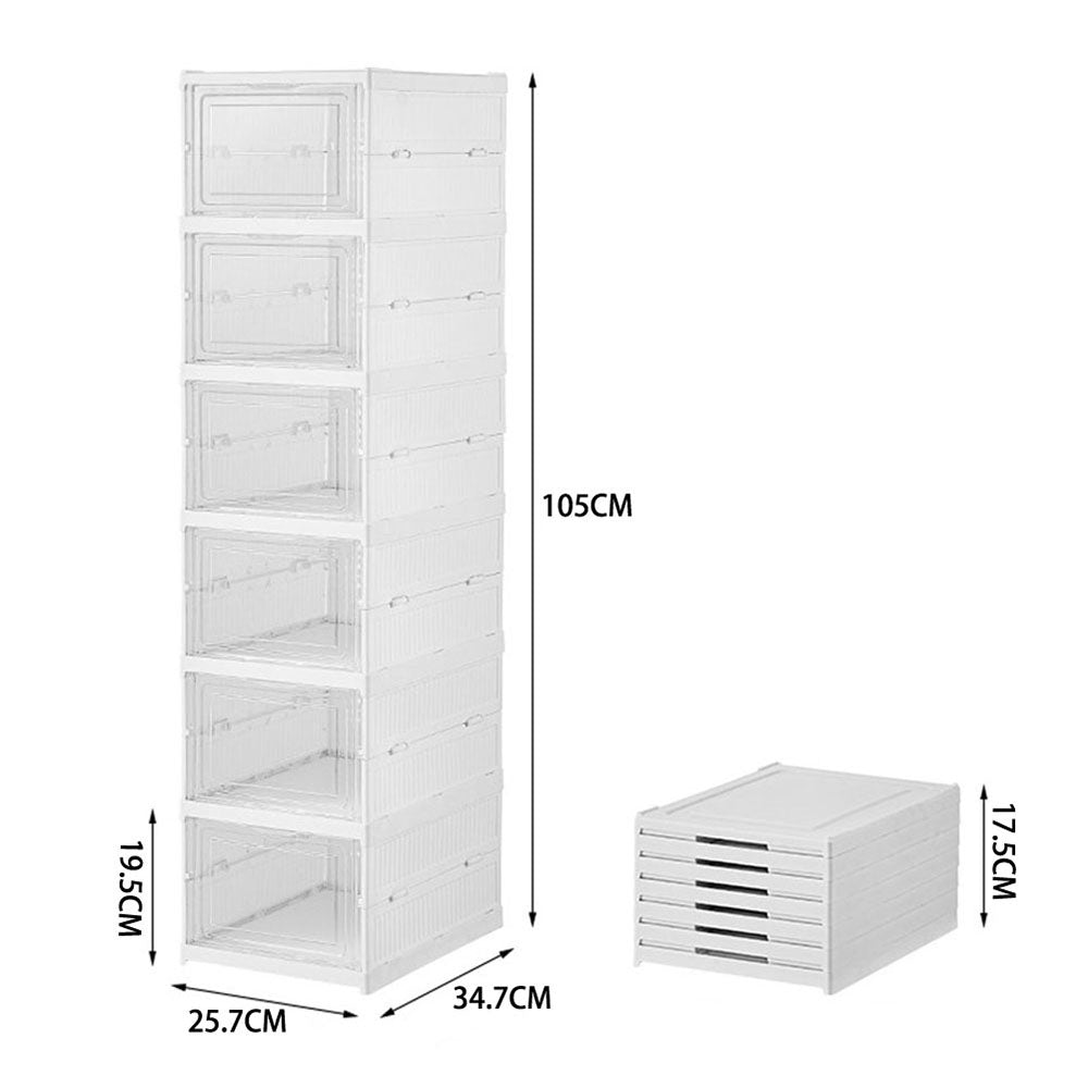 6 Tier Foldable Shoe Storage Box Unit