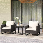 3pcs Rattan Bistro Set Glass Top Table And Chairs | Brown