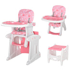3-in-1 Convertible Baby High Chair Booster Seat W/ Removable Tray | Pink