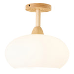 38cm Modern Ceramic And Wood Ceiling Light, Semi Flush Mount Fixture, Minimalist Nordic Style Lamp