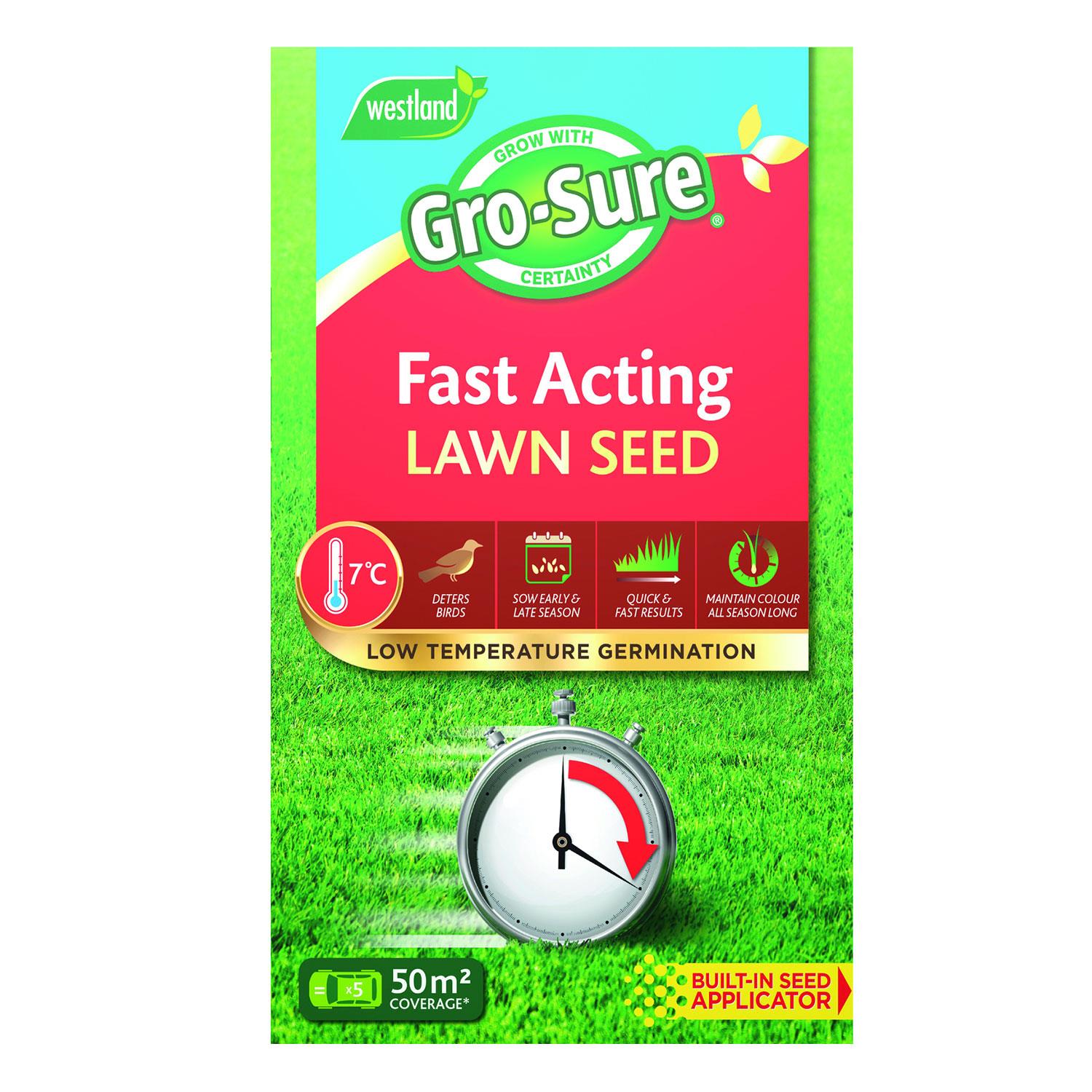 Fast Acting Lawn Grass Seed Covers 50m2, 1.5kg Box | Green