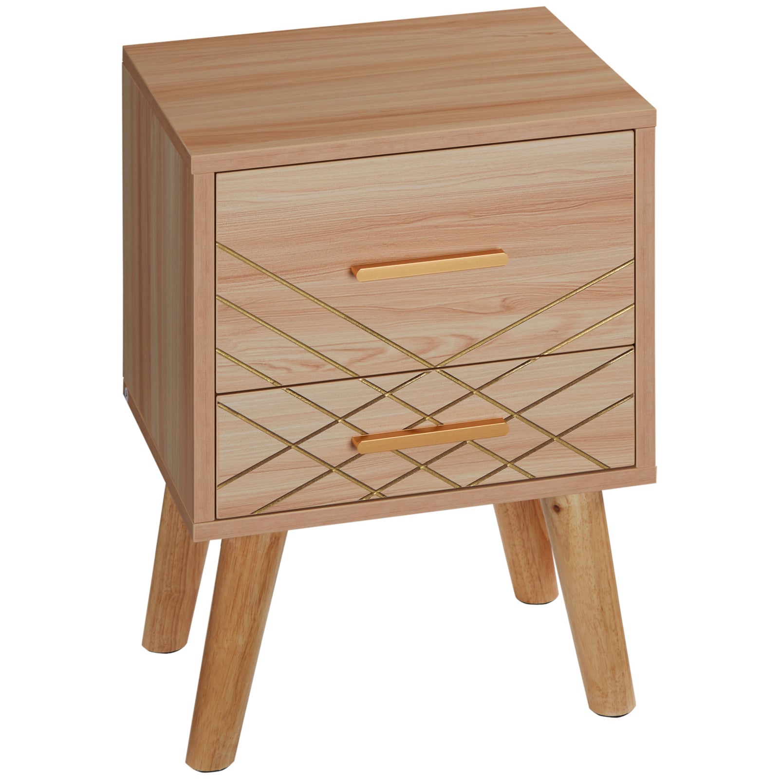 Bedside Cabinet, Nordic Bedside Table With 2 Drawers