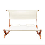 Outsunny Double Sun Lounger Hammock Chaise Bed With Canopy Wooden