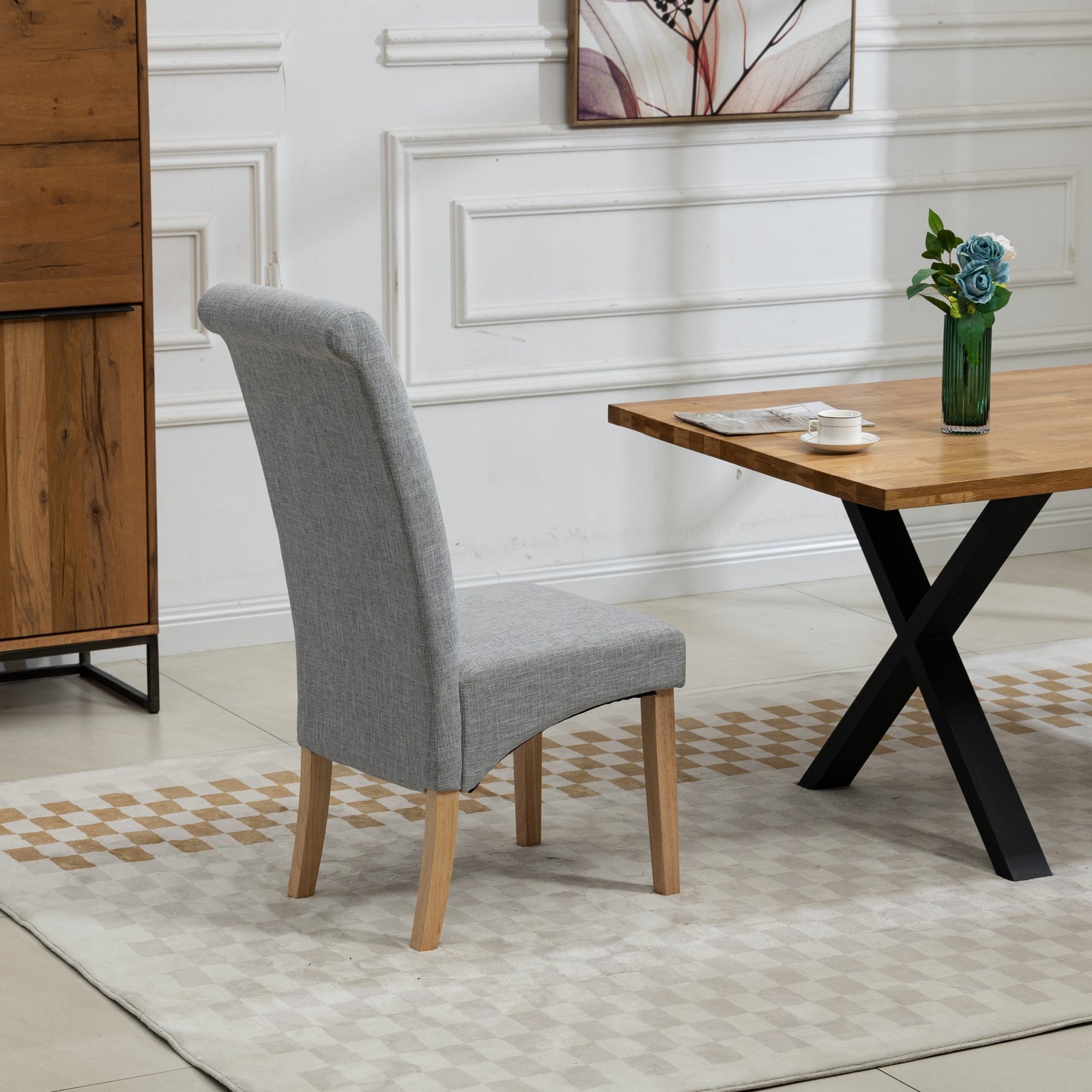 Set Of 2 Rimini Fabric Dining Chairs