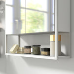 Industrial Bathroom Cabinet With 2 Mirrored Doors Open Shelf | White