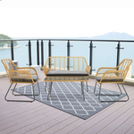 4-piece Wicker Pe Rattan Garden Furniture Set