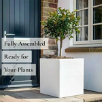 Zinc Galvanised Square Planter | 50cm x 50cm x 50cm | White
