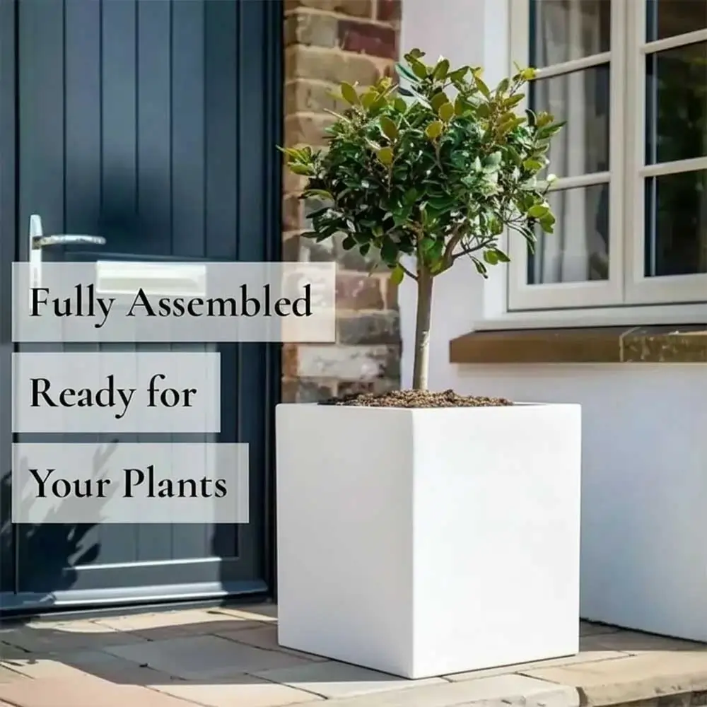 Zinc Galvanised Square Planter | 40cm x 40cm x 40cm | White