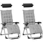 2 Pcs Reclining Zero Gravity Chair Folding Lounger Cushion | Light Slate Grey