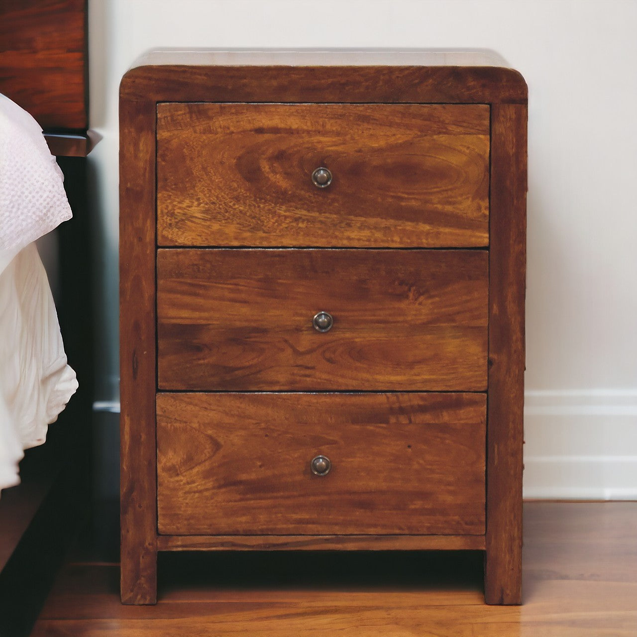 Solid Wood Aspen 3 Drawer Bedside