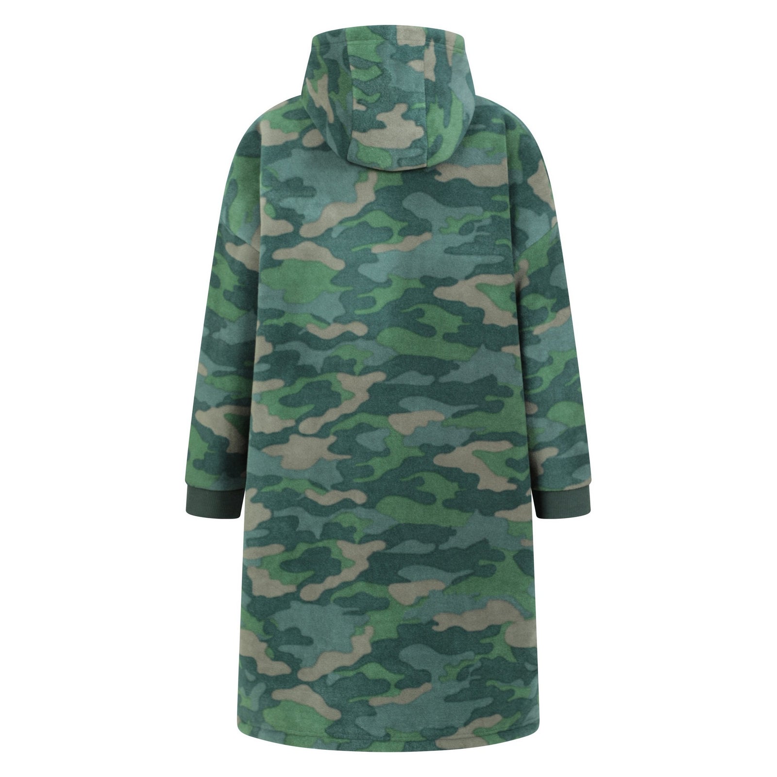 Childrens/kids Borg Lined Camo Hoodie Blanket | One Size | Olive