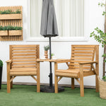 Wooden Garden Love Seat With Coffee Table Partner Bench | Brown