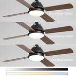 Modern Ceiling Fan Light With Remote, Natural Wood Blades, Led Lighting & Sleep Timer | 4 Blades