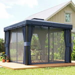 3 X 3(m) Garden Gazebo Shelter Party Tent With 2 Tier Roof | Dark Blue