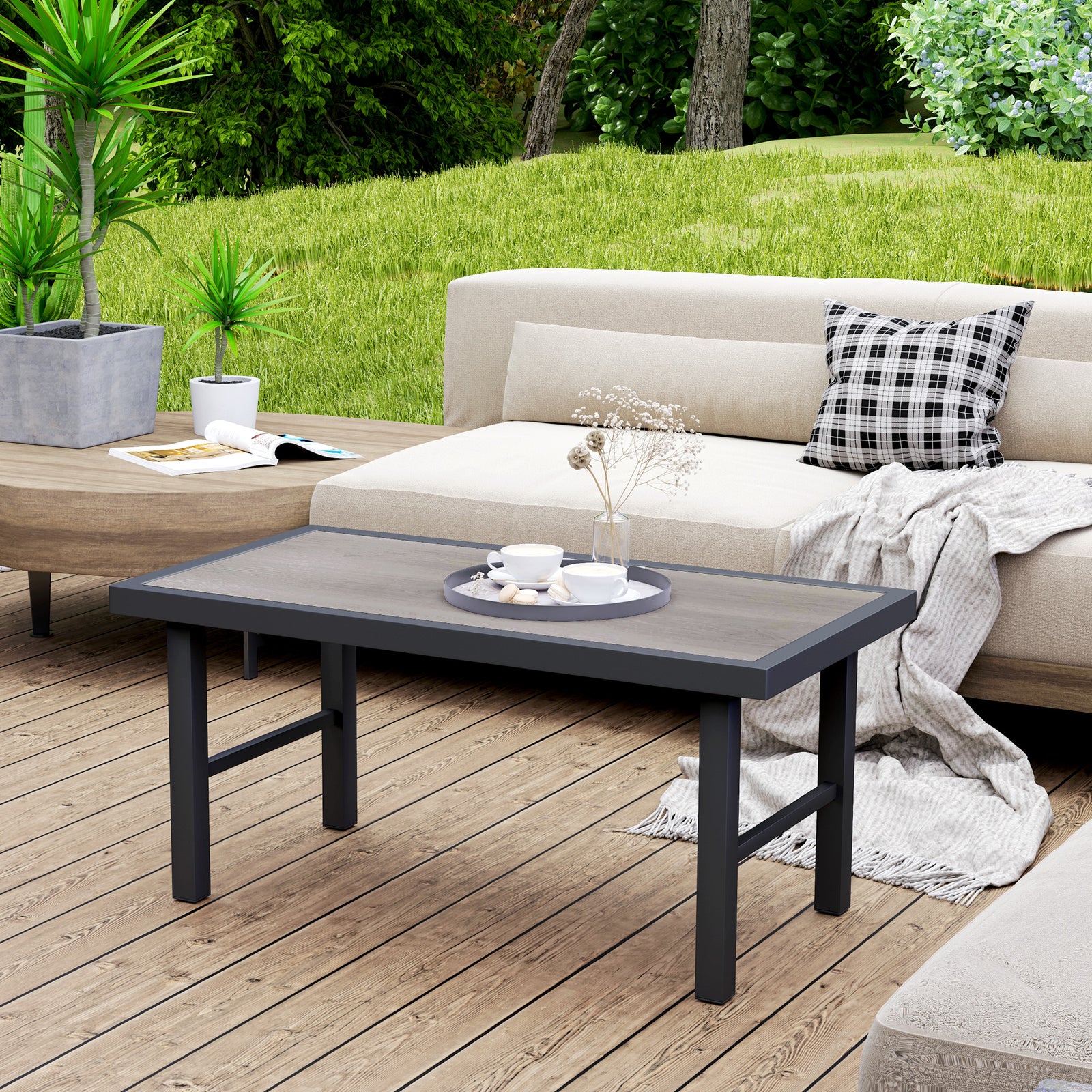 Garden Coffee Table W/ Spc Woodgrain Tabletop | Gray