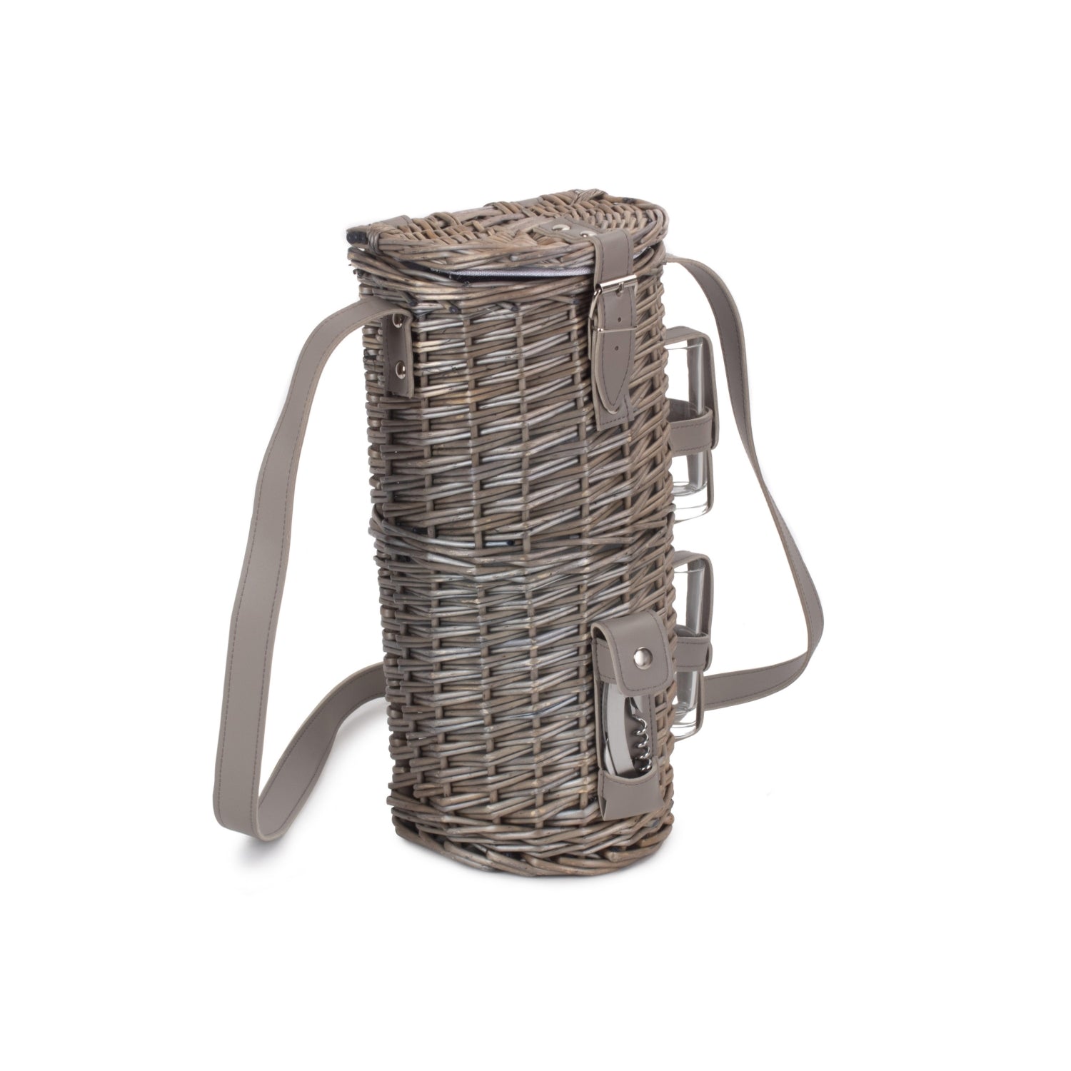 Single Bottle And 2 Cartridge Glass Carrier With Shoulder Strap