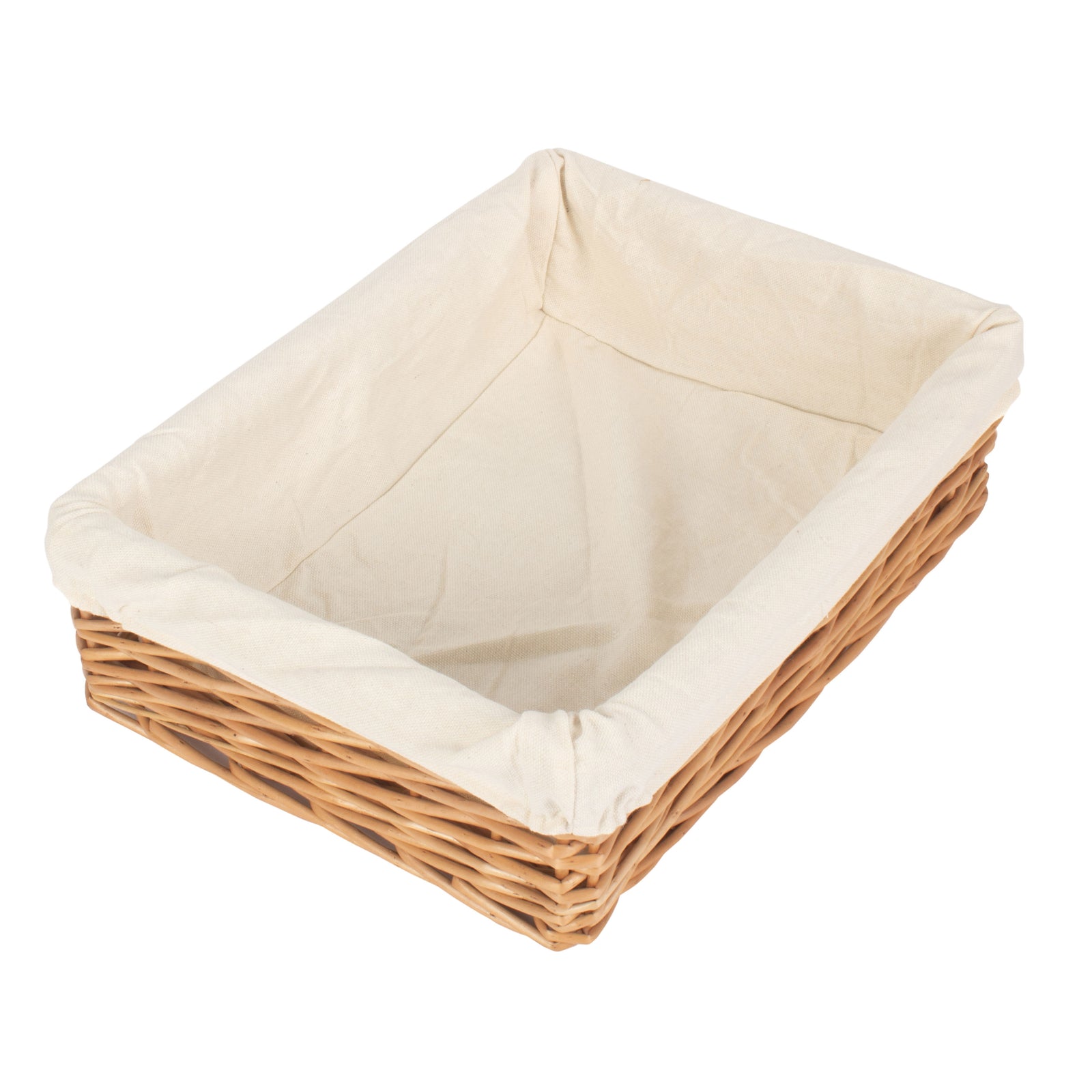 Wicker Cotton Lined Straight-sided Rectangular Tray | Large | Brown