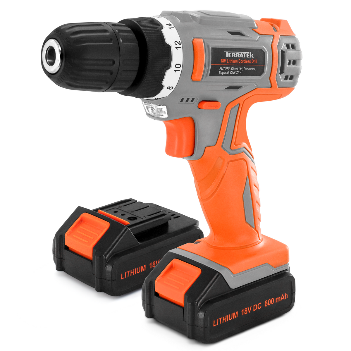 18v Cordless Drill And Screwdriver Set & Drill Bit Kit Li-ion Battery Included, Lightweight Power Battery Drill | 13 Piece Kit – 2x 18V Batteries + Charger | Orange