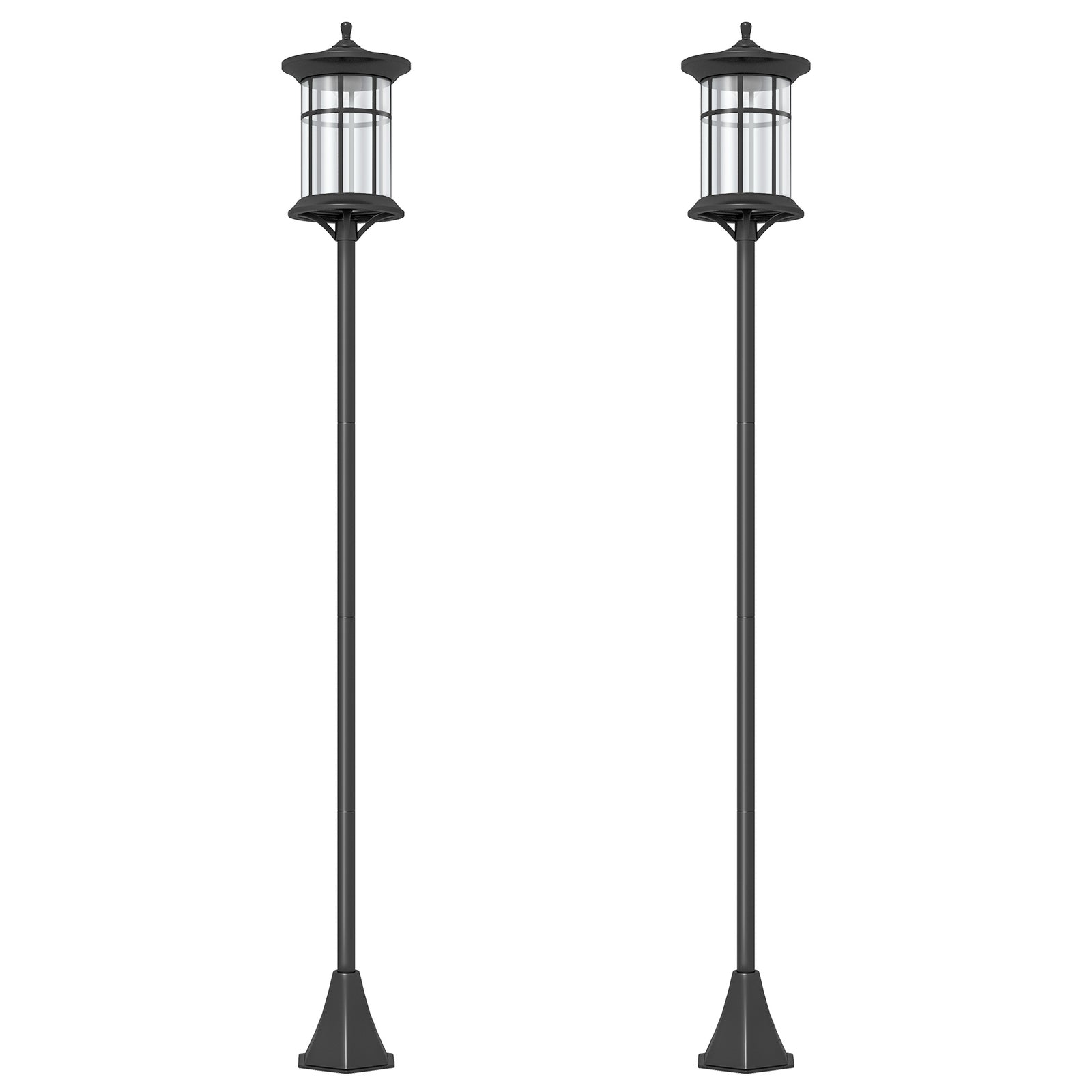 2 Pack 1.8m Led Garden Lamp Post, Solar, Ip44, Cool White