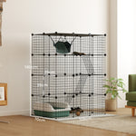 Large Cat Cage Indoor Cat Enclosure, 4-tier Diy Cat Playpen With Hammock, Ramps