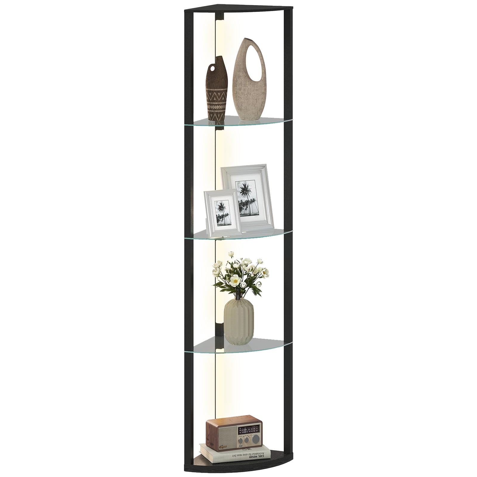 Led Floor Lamp With Shelves, Dimmable Standing Lamp With Foot Switch | Black