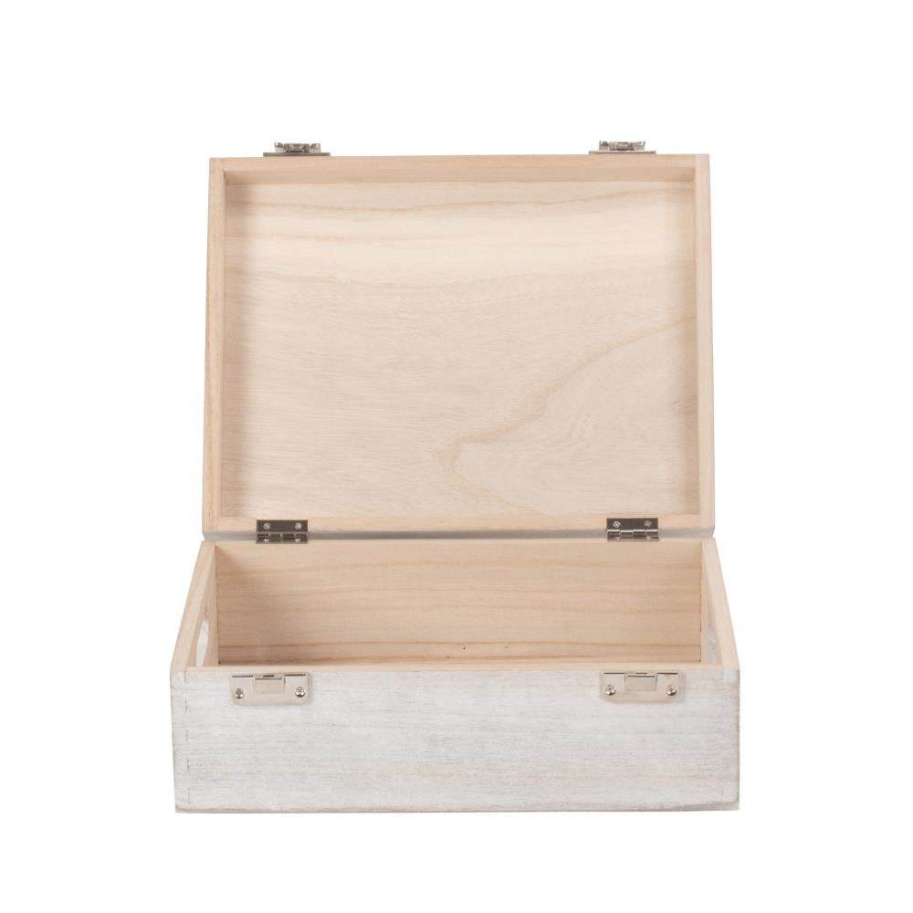 30cm White Wash Wooden Box