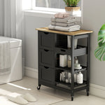 HOMCOM Rolling Kitchen Island Cart, Bar Serving Cart, Compact Trolley Black