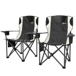Set Of 2 Folding Camping Chairs With Cooler Bag | Black