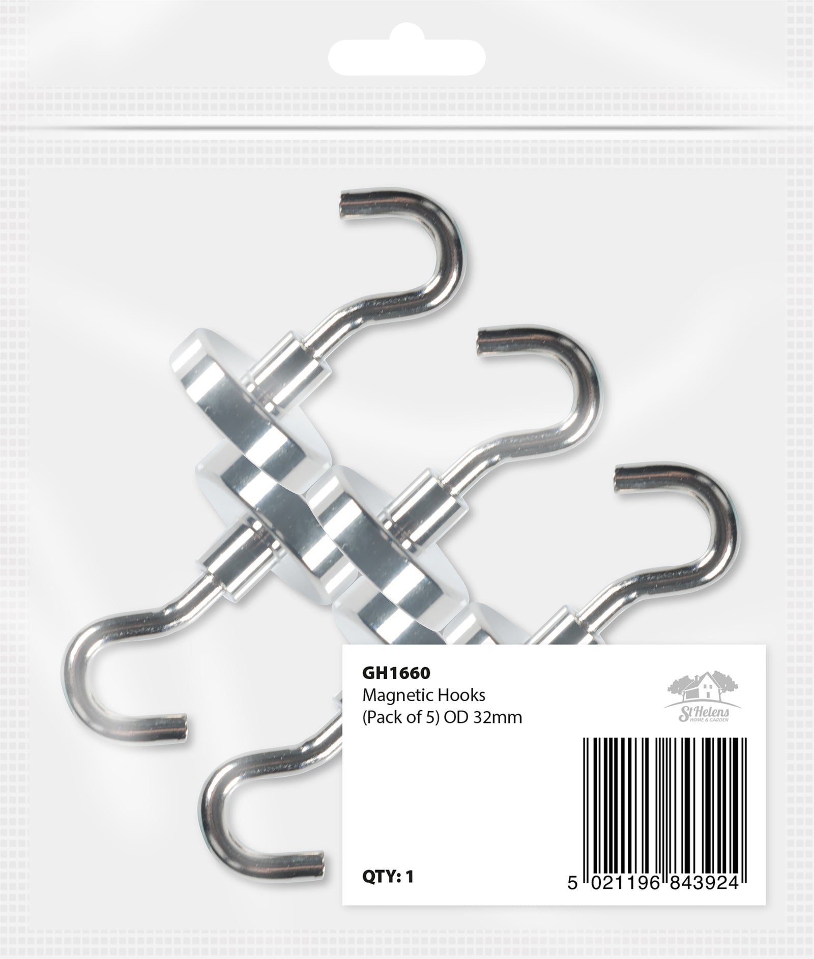 St Helens Strong Magnetic Hooks (pack Of 5) 47x36mm
