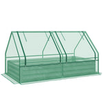 Raised Garden Bed W/ Greenhouse & Cover - Green/Dark Grey