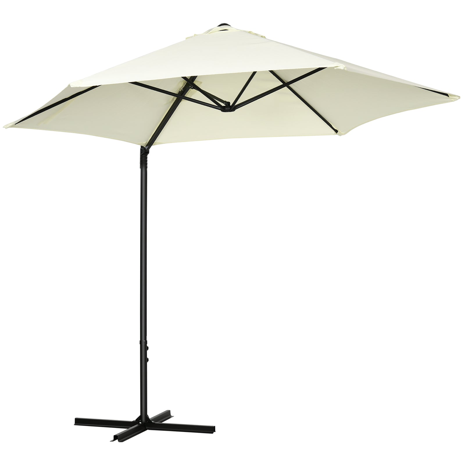 2.5m Cantilever Parasol W/ 360° Rotation, Cross Base | Beige