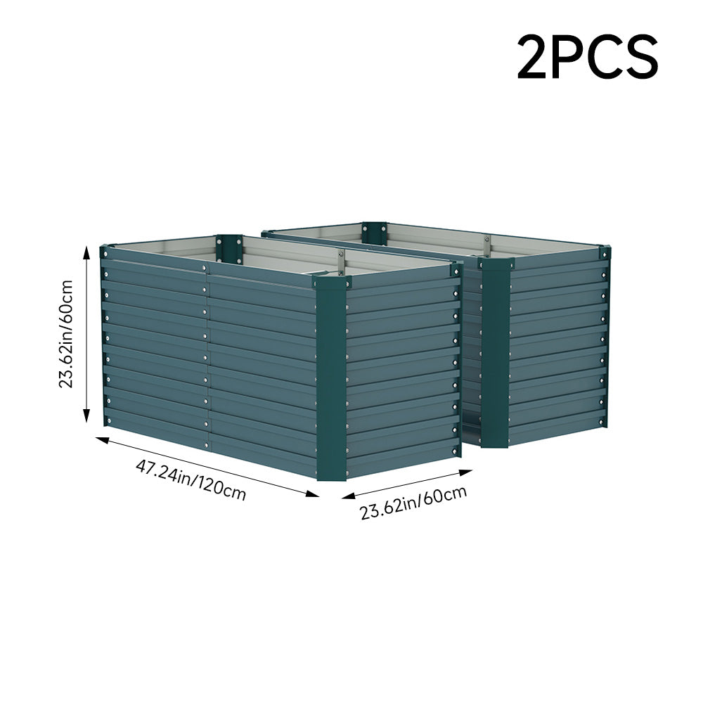 2 Pcs Thickened Rectangular Raised Garden Bed – Durable Coated Steel With Reinforced Corners,  Outdoor Planter For Vegetables, Fruits & Flowers | Dark Green