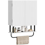 Modern Bathroom Wall Cabinet With 2 Wavy Doors | White