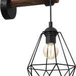 Acero Wall Lamp 1xe27 This Hand Made Industrial Style Lamp Is Hand Made From Sleek Black Steel And Natural Dark Wood