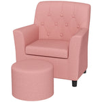 Kids Sofa Set With Footrest For Playroom Bedroom | Pink