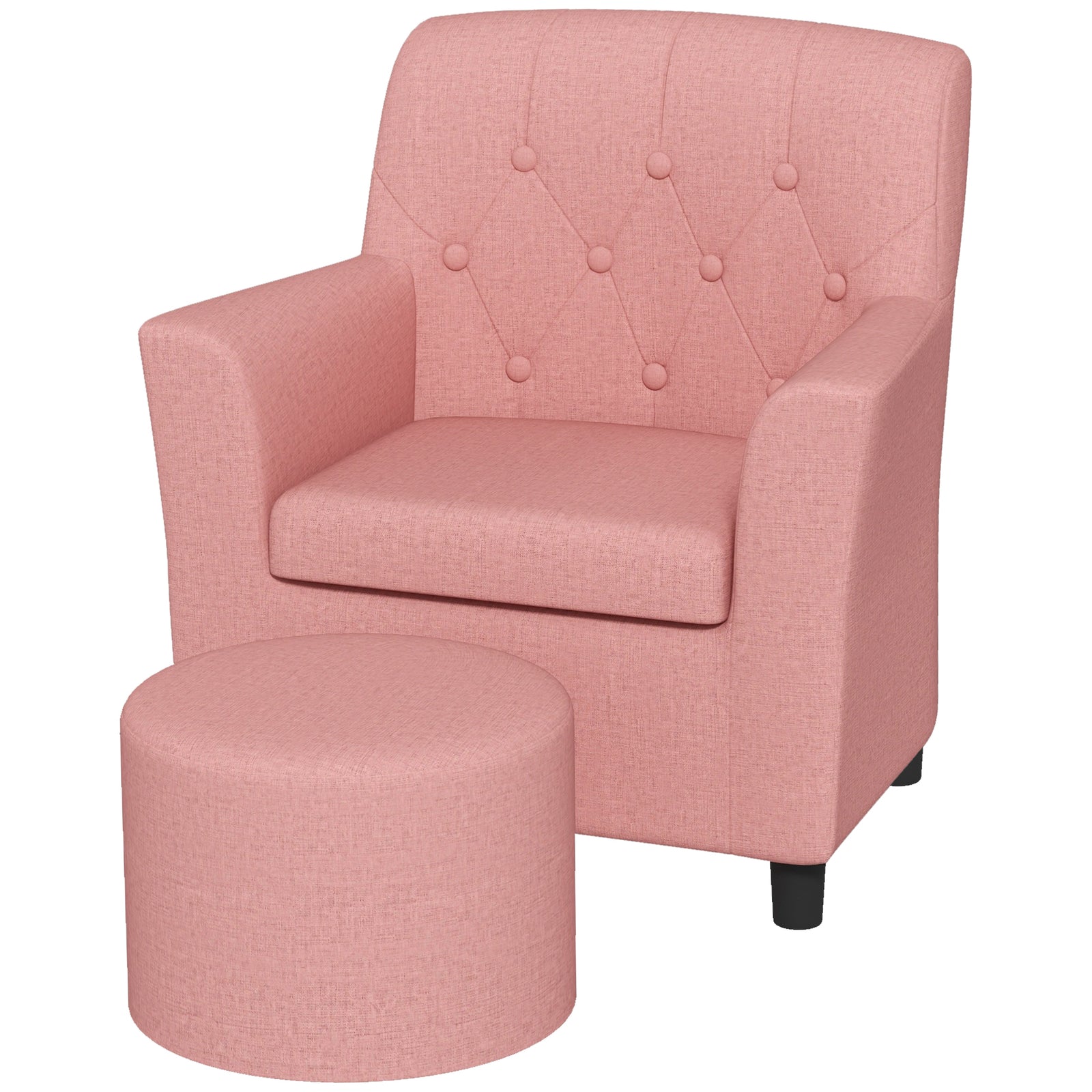 Kids Sofa Set With Footrest For Playroom Bedroom | Pink