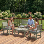 4 Seater Wooden Garden Furniture Set With Loveseat, Chairs, Table | Grey