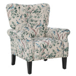 Breeins Pastoral Linen Upholstered Armchair With Wooden Legs