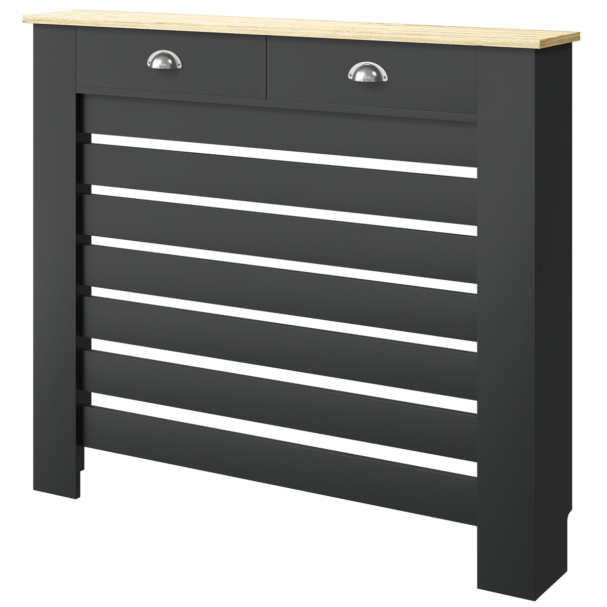 HOMCOM Radiator Cover With Drawer, Horizontal Slat, 111cm