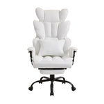 Height-adjustable Reclining Swivel Office Chair With Footrest | White