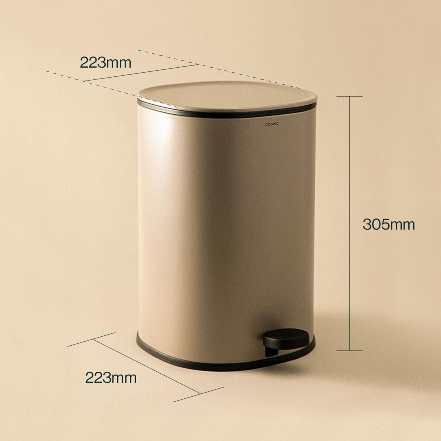 Bathroom Bin 5l, Pedal, Soft-close, Bucket, Essentials Collection | Black