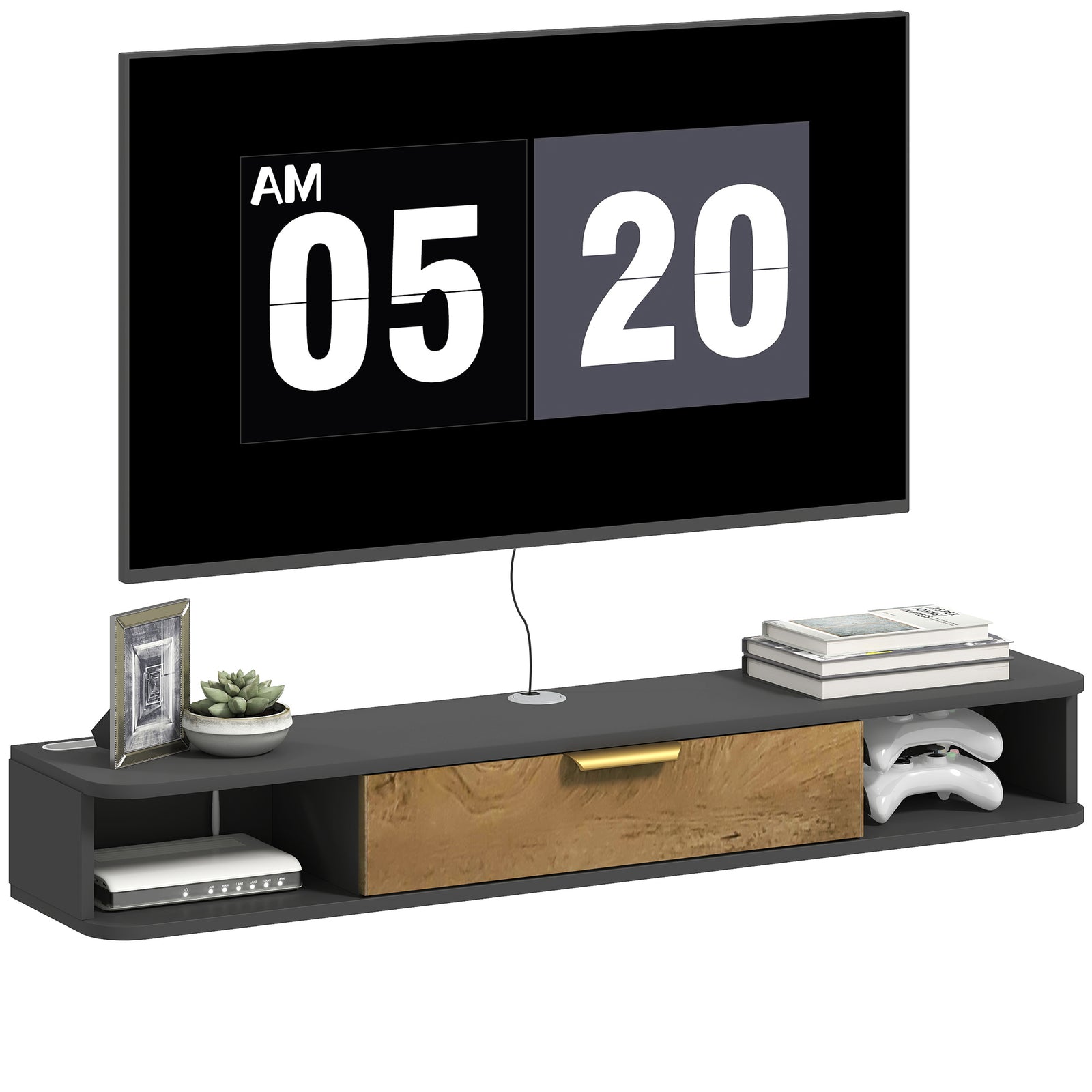 HOMCOM 120 Cm Floating Tv Unit With Storage Entertainment Media Console Grey