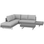 3pc Rattan Wicker Sofa Set With Tea Table & Cushions