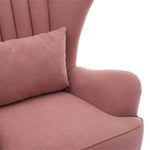 Modern Wingback Accent Chair Armchair With Footstool And Lumbar Pillow | Pink